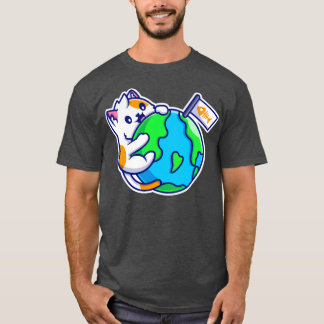 Cute Cat Hug World T Shirt