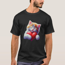 Cute Cat Hugger Valentine Heart Kärlek Cat T Shirt