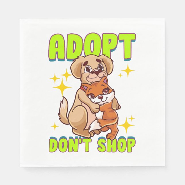 Cute Cat-Hund adoptera, köp inte Pappersservett (Framsidan)