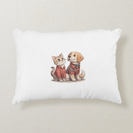 Cute Cat & Hund i Play Pillow - Mysigt Pet Prydnadskudde