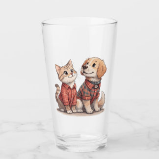 Cute Cat & Hund i Play tumblr glas- Mysiga djur Glaskopp