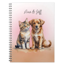 Cute Cat & Hund Vattenfärg