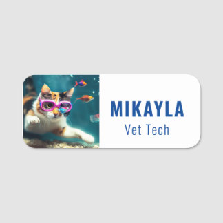 Cute Cat i Aquarium Namnbricka