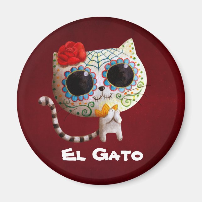 Cute Cat i Day of the dead Magnet (Framsidan)