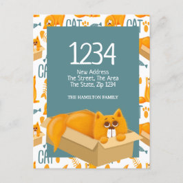 Cute Cat i en låda - vi har Flyttat hem Vykort