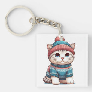 Cute Cat i en sötare och en beanie