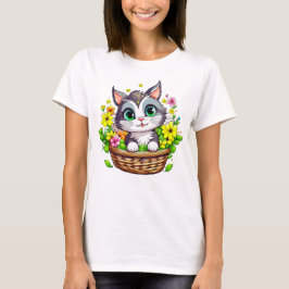 Cute Cat i Flowers vår Påsk T Shirt