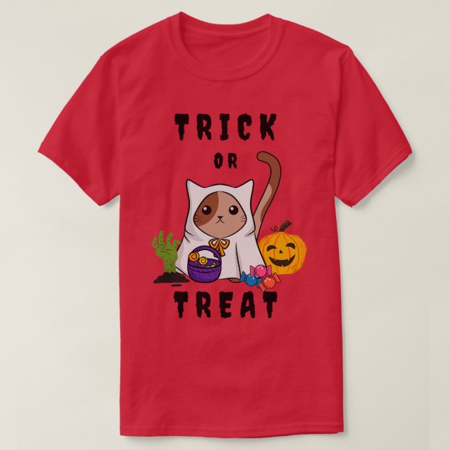 Cute Cat i Halloween Costume T Shirt (Design framsida)