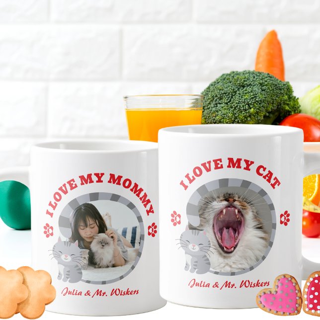 Cute Cat I Kärlek, min Mamma Cat Mamma Photo Graph Jumbo Mugg (Cute Cat I Love My Mommy Cat Mama Photo Graphic Giant Coffee Mug Add Your Text and Photo)