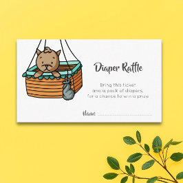 Cute Cat i Luftballong Basket Raffle Tilläggskort