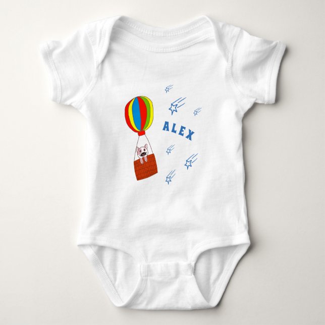 Cute Cat i Luftballong med Namn T Shirt (Framsida)