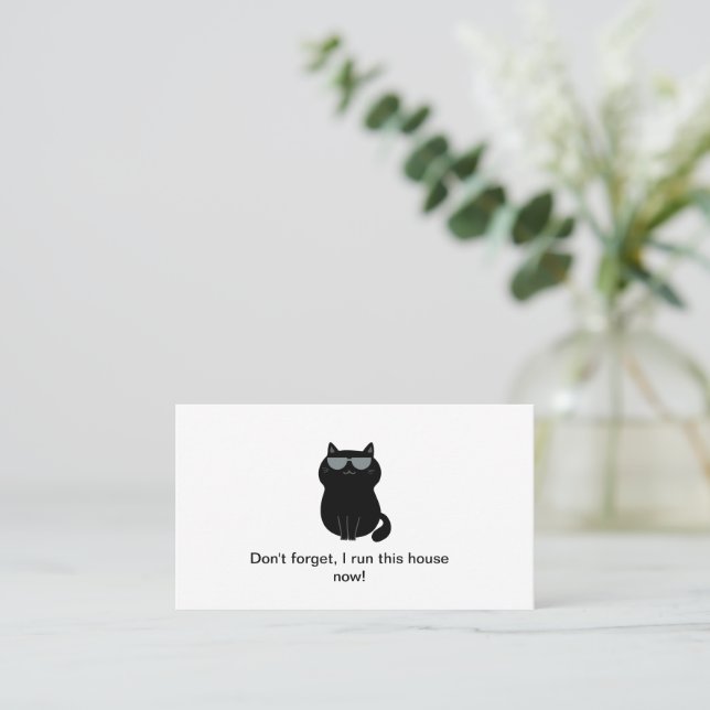 Cute Cat - I run the house - Customizable Visitkort (Stående Fram)