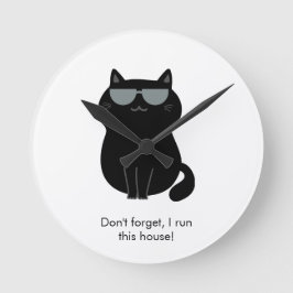 Cute Cat - I run this house now!  Rund Klocka