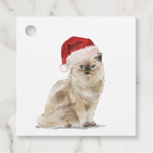 Cute Cat i Santa Hat-Juletiketter Gåvor Etiketter