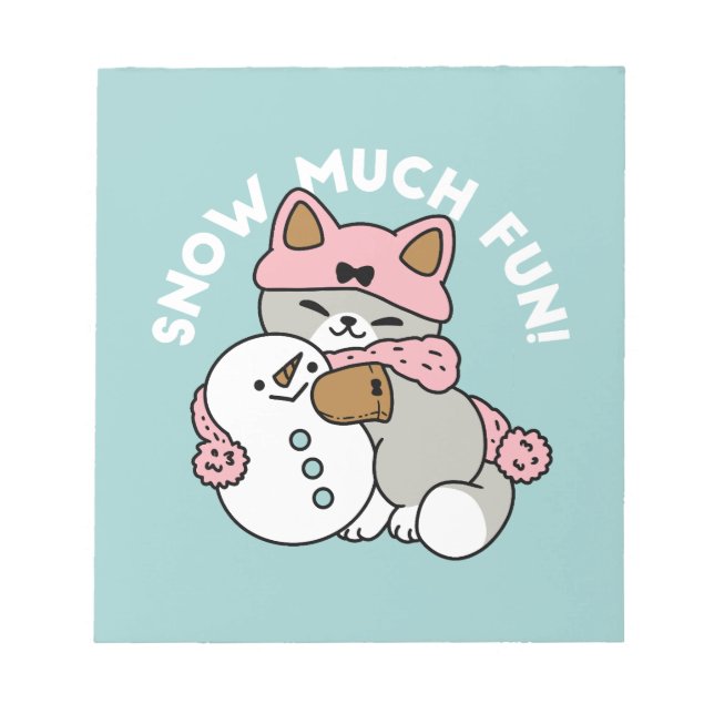 Cute Cat i Snö Gear med Snögubbe Art Anteckningsblock (Framsida)