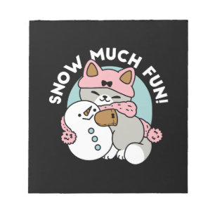 Cute Cat i Snö Gear med Snögubbe Art Anteckningsblock