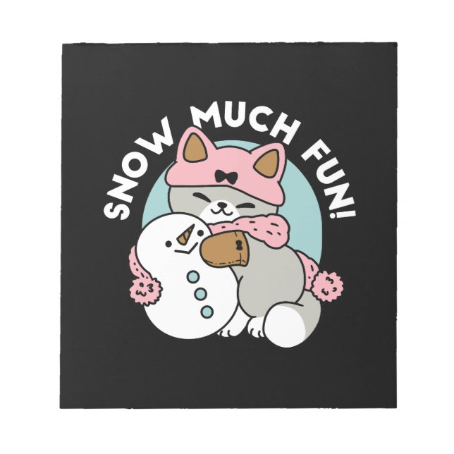 Cute Cat i Snö Gear med Snögubbe Art Anteckningsblock (Framsida)