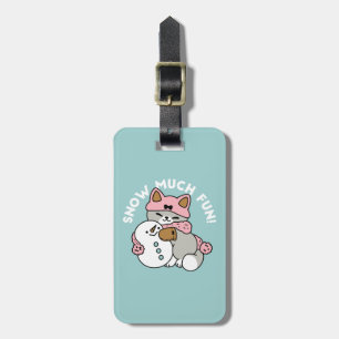 Cute Cat i Snö Gear med Snögubbe Art Bagagebricka