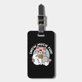 Cute Cat i Snö Gear med Snögubbe Art Bagagebricka