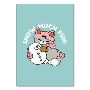 Cute Cat i Snö Gear med Snögubbe Art Bordsnummer