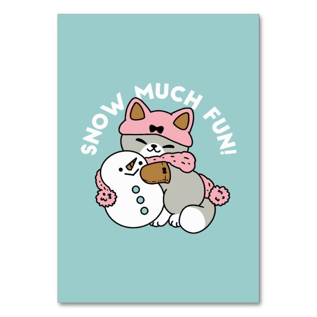 Cute Cat i Snö Gear med Snögubbe Art Bordsnummer (Framsidan)
