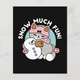 Cute Cat i Snö Gear med Snögubbe Art Flygblad