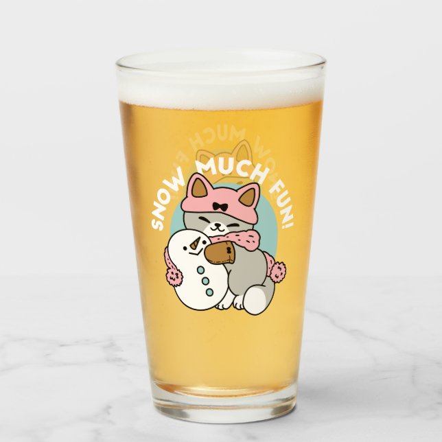 Cute Cat i Snö Gear med Snögubbe Art Glaskopp (Framsida fylld)
