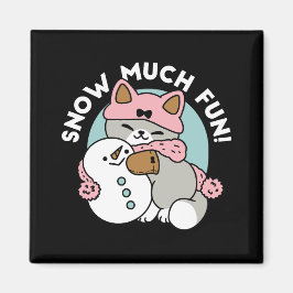 Cute Cat i Snö Gear med Snögubbe Art Magnet