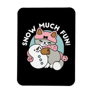 Cute Cat i Snö Gear med Snögubbe Art Magnet