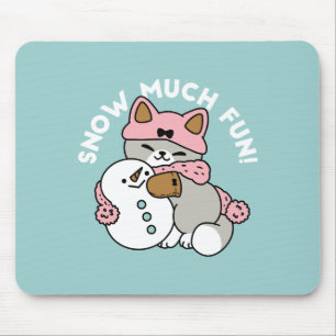 Cute Cat i Snö Gear med Snögubbe Art Musmatta