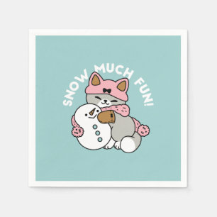Cute Cat i Snö Gear med Snögubbe Art Pappersservett
