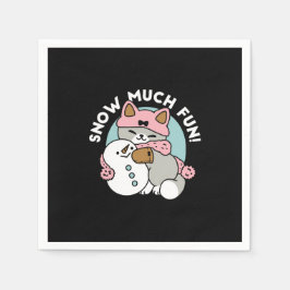 Cute Cat i Snö Gear med Snögubbe Art Pappersservett