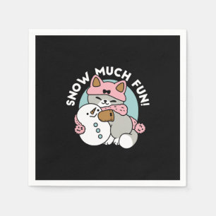 Cute Cat i Snö Gear med Snögubbe Art Pappersservett