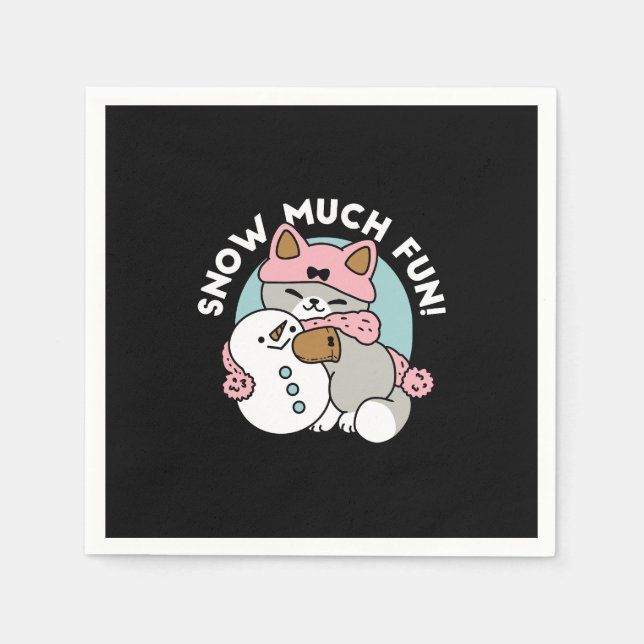 Cute Cat i Snö Gear med Snögubbe Art Pappersservett (Framsidan)