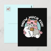 Cute Cat i Snö Gear med Snögubbe Art