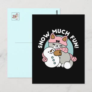Cute Cat i Snö Gear med Snögubbe Art Vykort