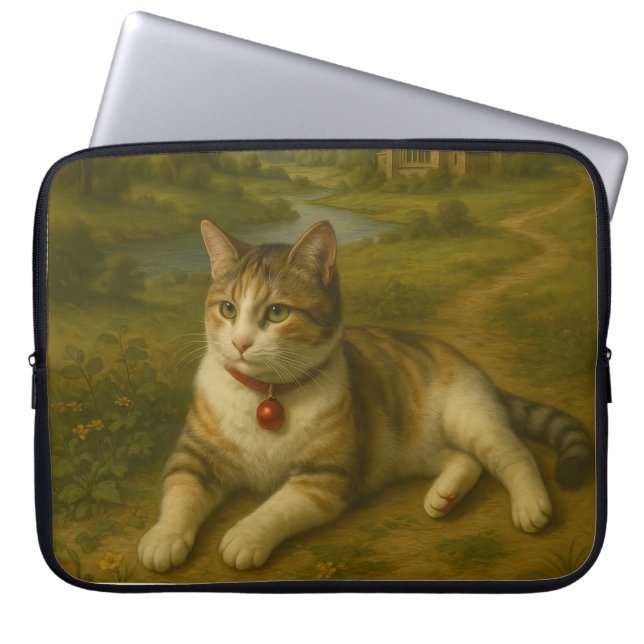 Cute Cat i trädgården Laptop sleeve 15 tum (Framsidan)