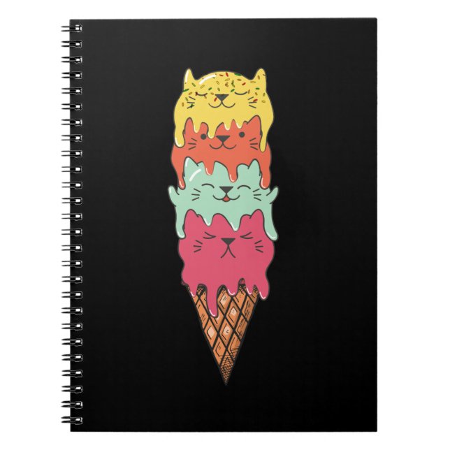 Cute Cat Ice Cream | Kawaii Kittens Anteckningsbok (Framsidan)