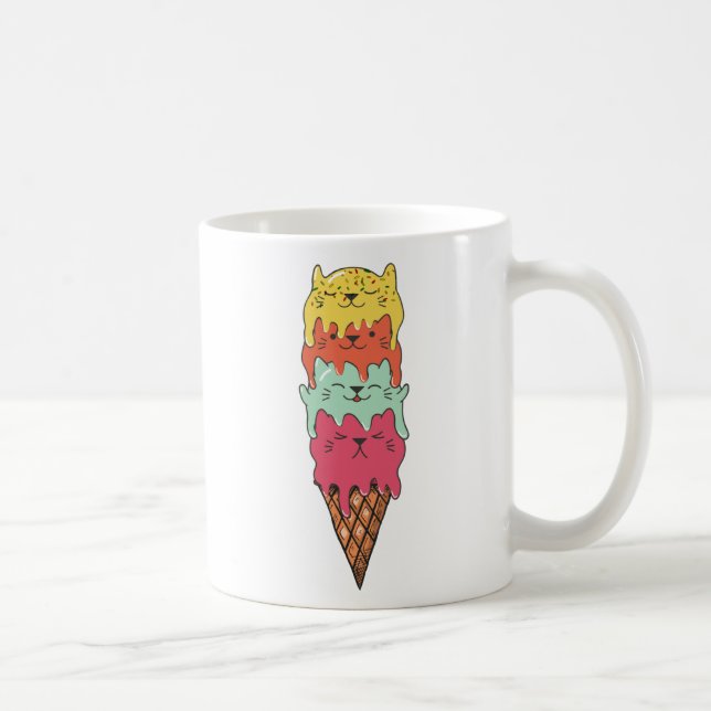 Cute Cat Ice Cream | Kawaii Kittens Kaffemugg (Höger)