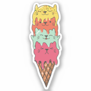 Cute Cat Ice Cream   Kawaii Kittens Klistermärken