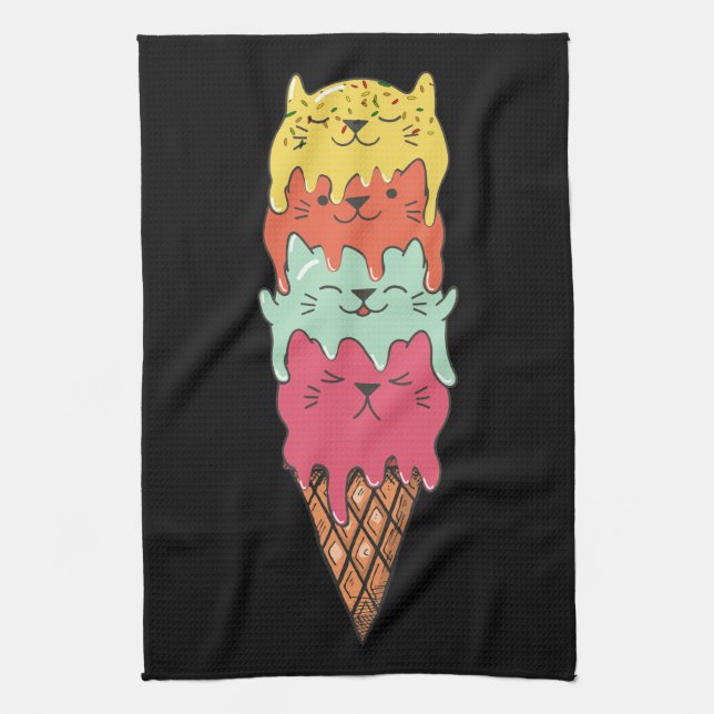 Cute Cat Ice Cream | Kawaii Kittens Kökshandduk (Vertikal)