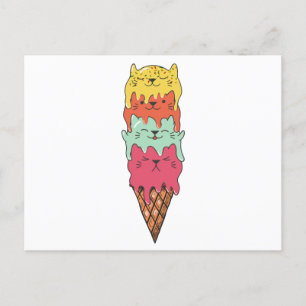 Cute Cat Ice Cream Kitten Helg Vykort