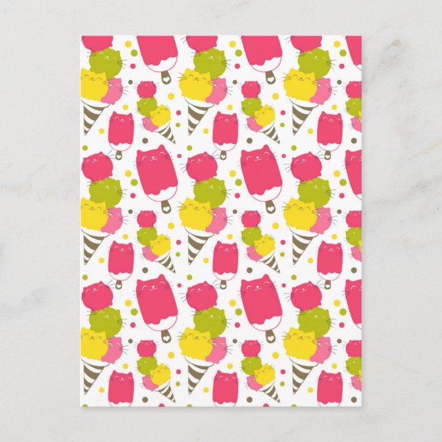 Cute Cat Ice Cream Vykort (Framsida)