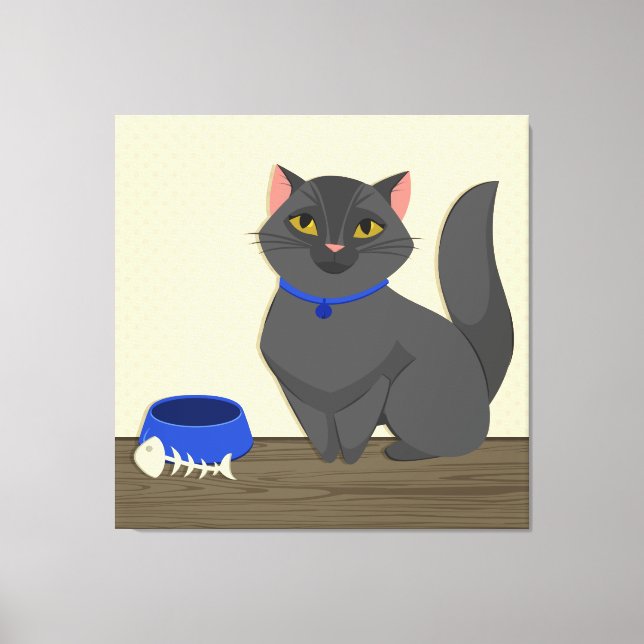 Cute Cat Illustration Canvastryck (Framsida)