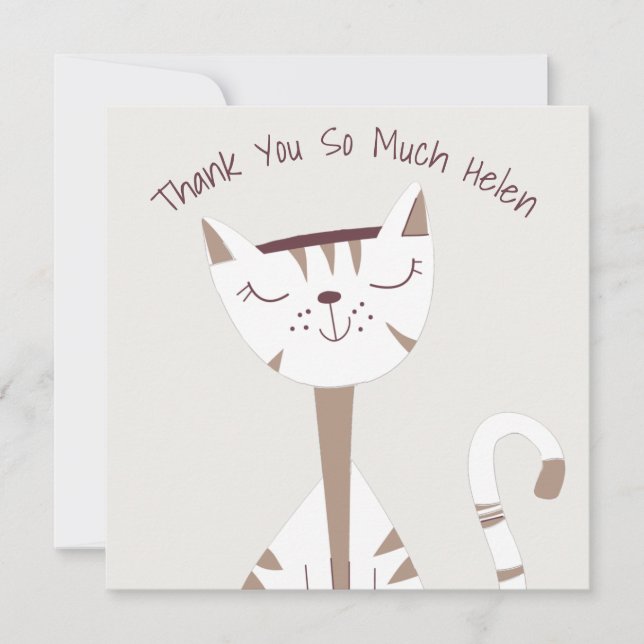 Cute Cat Illustration Namn - tackkort (Framsida)