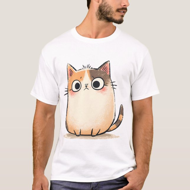 Cute Cat Illustration T Shirt (Framsida)