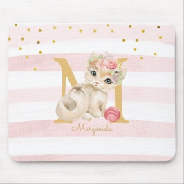 Cute Cat Illustration White Rosa Rand Kids Musmatta