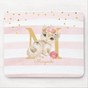 Cute Cat Illustration White Rosa Rand Kids Musmatta