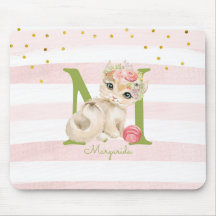 Cute Cat Illustration White Rosa Rand Kids