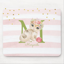 Cute Cat Illustration White Rosa Rand Kids Musmatta